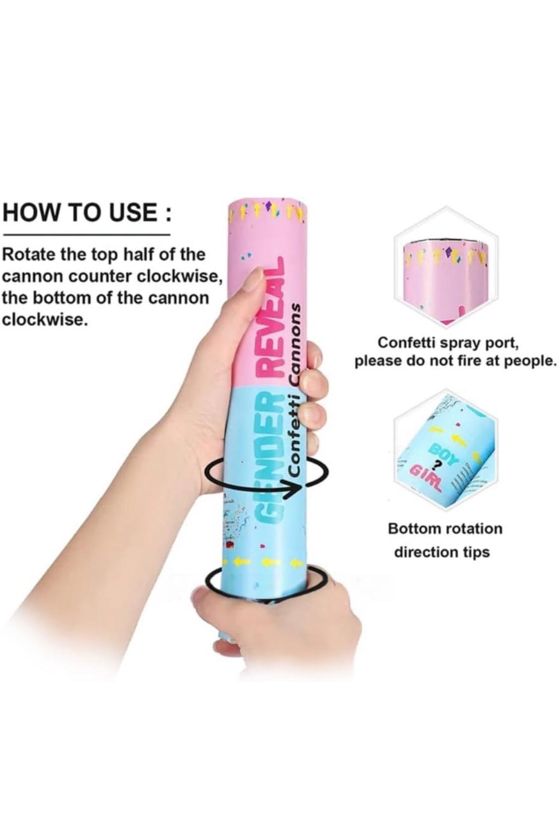 Gender reveal Party celebrations Confetti Powder  ColorfulCannon,12Inch Biodegradable Confetti Poppers 4 Pack Multicolor Party Poppers Confetti Shooters, Air Compressed Party Poppers for Graduation New Years Eve Birthday Wedding Indoor and Outdoor Burst