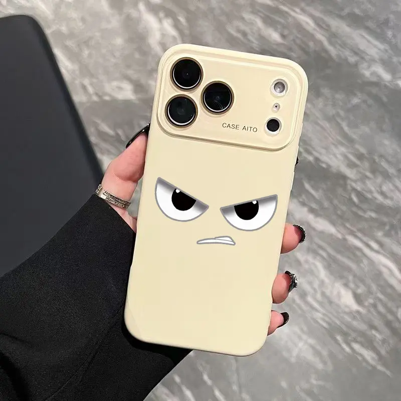 Funny Face Smartphone Case - Ins Style, Solid Color, Skin-Friendly Touch, All-Inclusive Lens Protection Casing for iPhone 17,16,15,14,13,12 | Mobile Phone Accessories