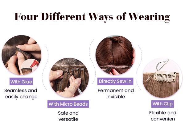 LaaVoo Sew in Hair Extensions Real Human Hair Double Weft Hair Extensions Sew in FallFreshness