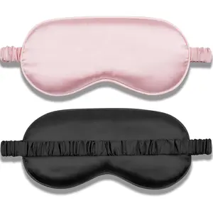 Sleep Mask 2 Pack, Soft Blackout Eye Mask for Women Men, Eye Sleep Shade Cover for Back and Side Sleeper, Sleeping Mask Night Blindfold for Night Sleep, Travel, Nap (Pink, Black)