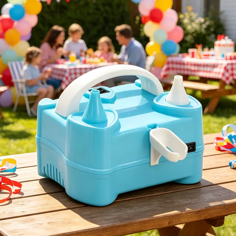 Dual-Nozzle Portable Balloon Pump, Fast Inflation Blue Model, Ideal for Birthday Parties, Weddings, Festive Decorations