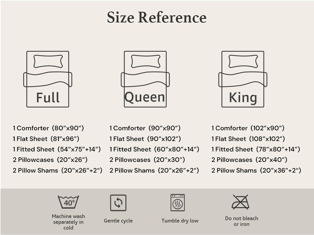 Monbix 7-Pieces Comforter Set, Modern Farmhouse Coastal Style Bedding, 1 Single-Stitch Comforter, 2 Pillowcases, 2 Shams, 1 Flat & 1 Fitted Sheet