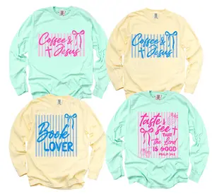 Coquette Stripes Long Sleeve Comfort Colors, Trendy Women's Shirt