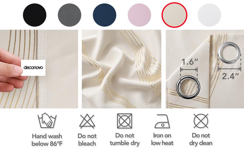 Blackout Curtains 2 panels, Deconovo Wave Striped Foil Golden Print Room Darkening Living Room Curtains curtain shack