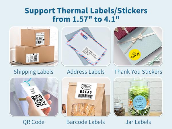 JADENS Bluetooth Thermal Label Printer -Wireless Shipping Label Printer for Small Business & Package Compatible with iPhone, iPad, Mac, Windows, Android, 4x6, Label Maker