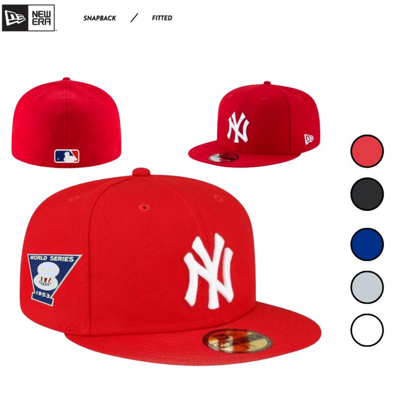 New Era NY Yankees & LA Dodgers Fitted Snapback Hat, Flat Brim Structured Crown, No Closure Fitted Design, Premium Cotton Blend, Unisex MLB Fitted Hats Collector Edition, Streetwear Hip Hop Style, Daily Wear, Cap for Men & Women