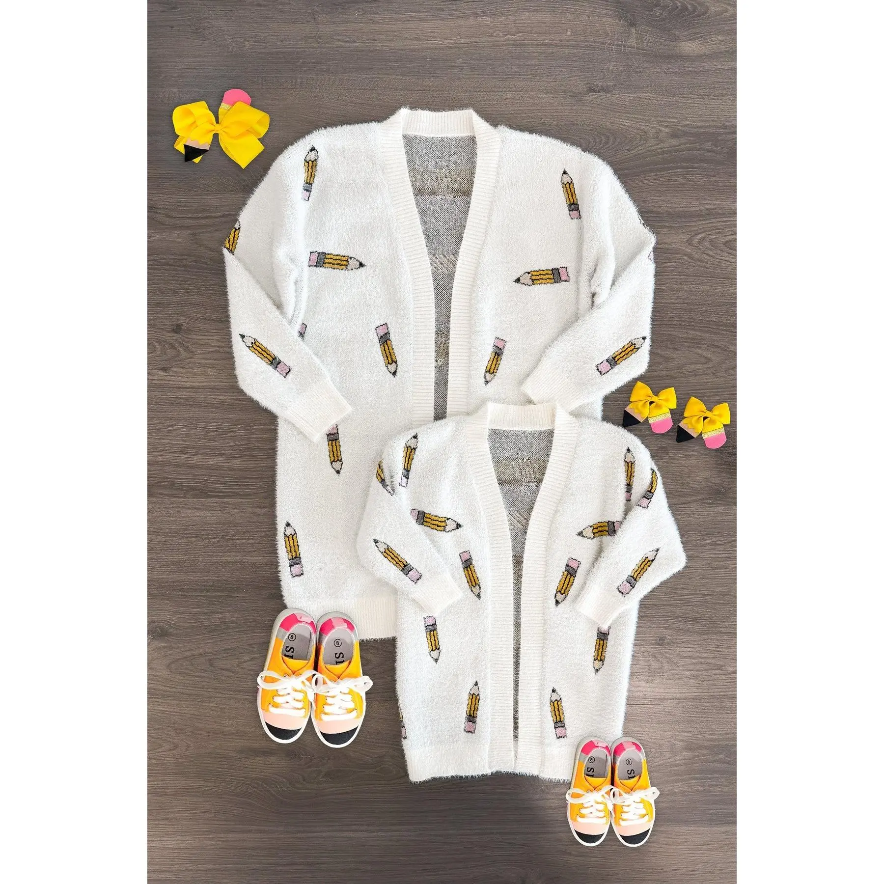 Mom & Me - White Pencil Cardigan