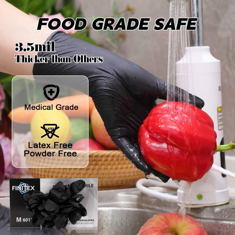 3.5Mil Black Nitrile Disposable Gloves, Latex&Powder Free Durable Professional Ambidextrous Work Cleaning Gloves for Cleaning Gardening Food Prep Cooking Painting DIY Outdoor Light Mechanic Work Household Hardware Tasks
