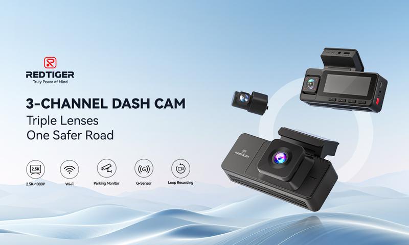 REDTIGER A3 3 Channel Dash Camera 32GB Card 2.5K+1080P+1080P IRCamera Wifi Dashcam HD Driving Recorder-Holiday Haul