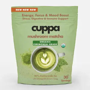 Cuppa Original Mushroom Matcha - Supports Natural Energy, Better Mental Focus & Gut Health, 30 servings