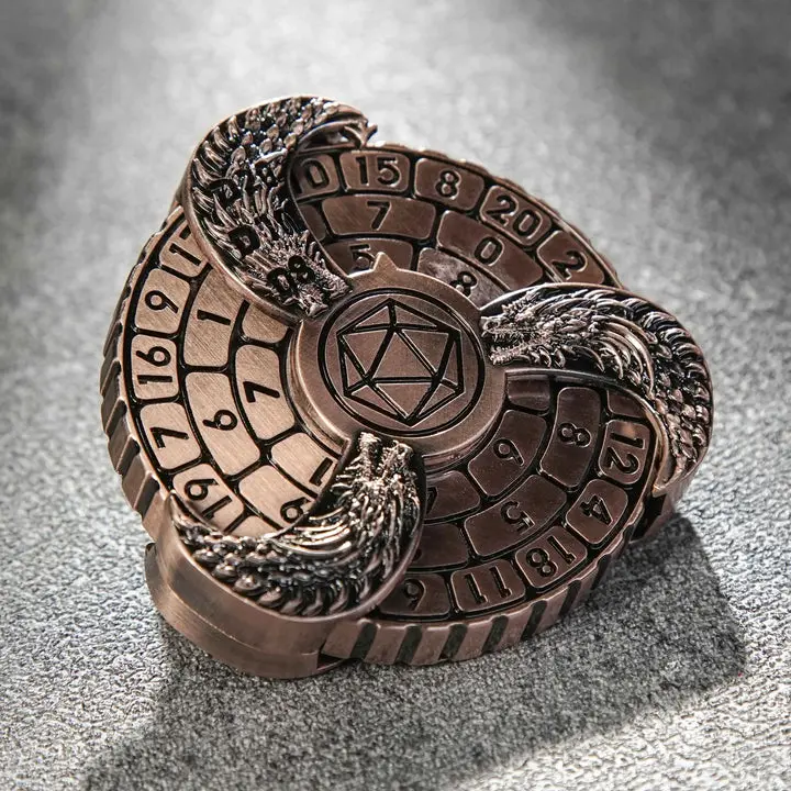 Unique DND Roulette Dice Spinner: 7 in 1 Metal Dragon Fidget Spinner Dice