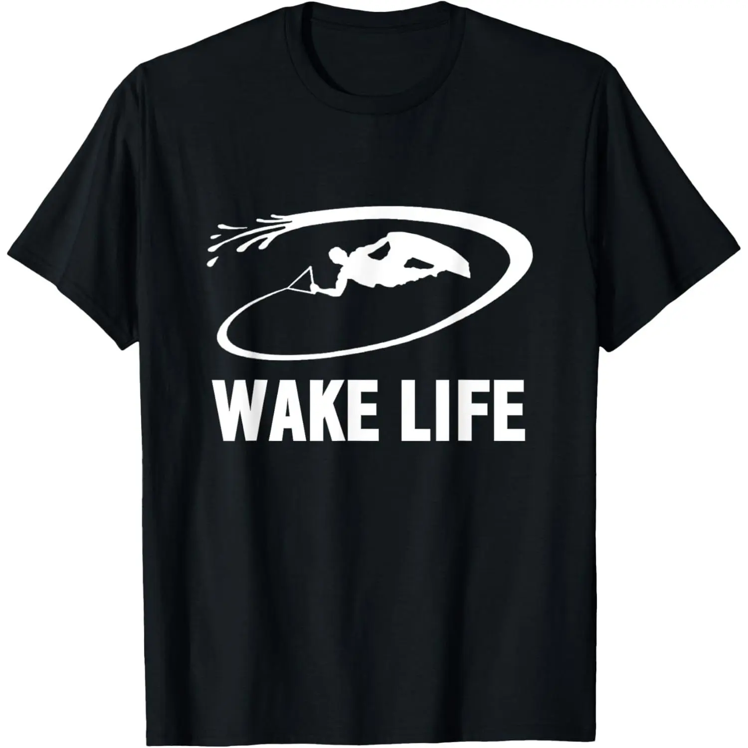 Women's 100% Cotton Crewneck Shortsleeve Casual Distressed Graphic Wake Surfing & Wakeboarding T-Shirt, Round Neck, Top, Tshirt, Streetwear