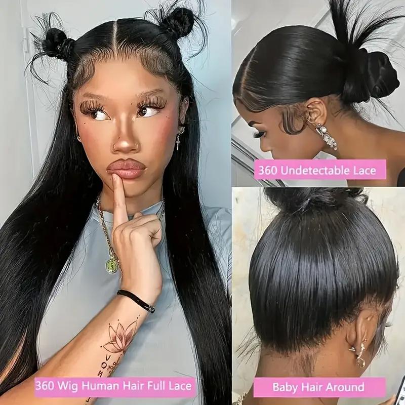 Bling Hair 12-34 Inch Straight Transparent Frontal Lace Wigs Human Hair Brazilian 360 Full Lace Front Wig For Black Women