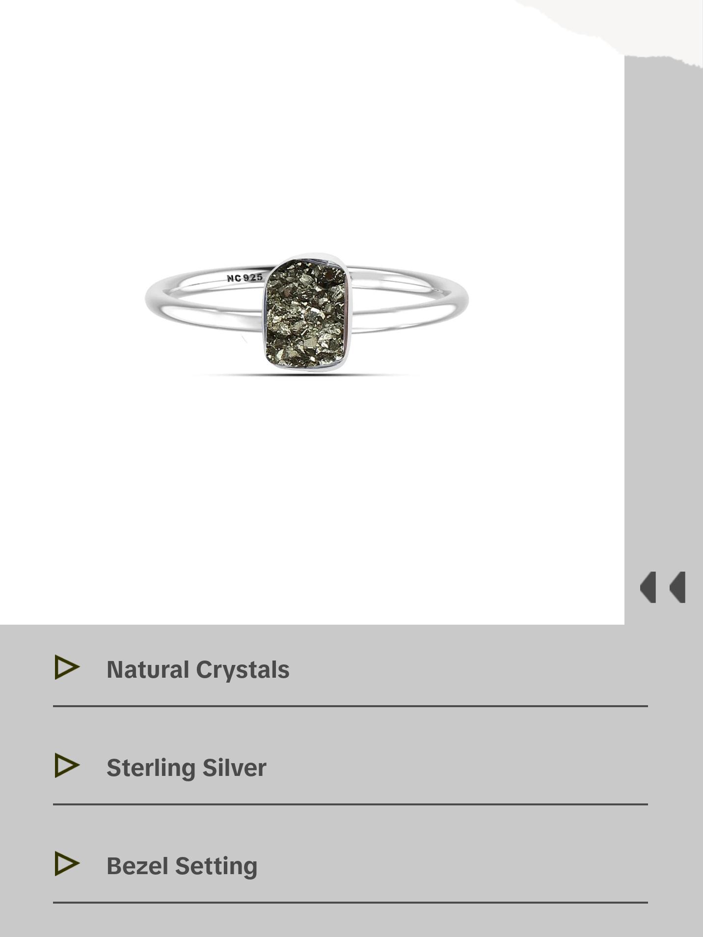 Raw Pyrite Bezel Ring in Sterling Silver