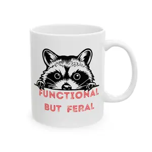 Raccoon Illustration Mug | Funny Emotional Baggage Ceramic Mug
