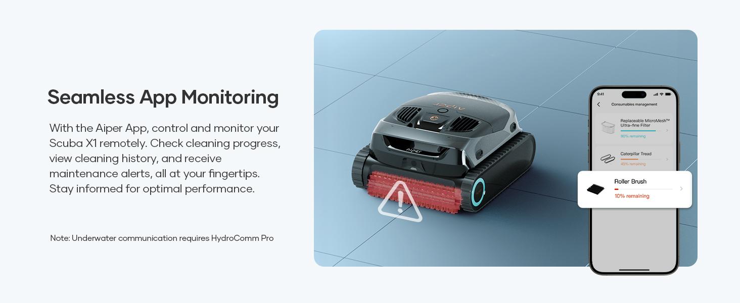 AIPER Scuba X1 Cordless Robotic Pool Cleaner, 6600 GPH High-Power Suction, Horizontal Waterline Scrubbing, Upgraded Cross Pattern Smart Navigation, Ideal for Inground Pools up to 2,150 sq.ft