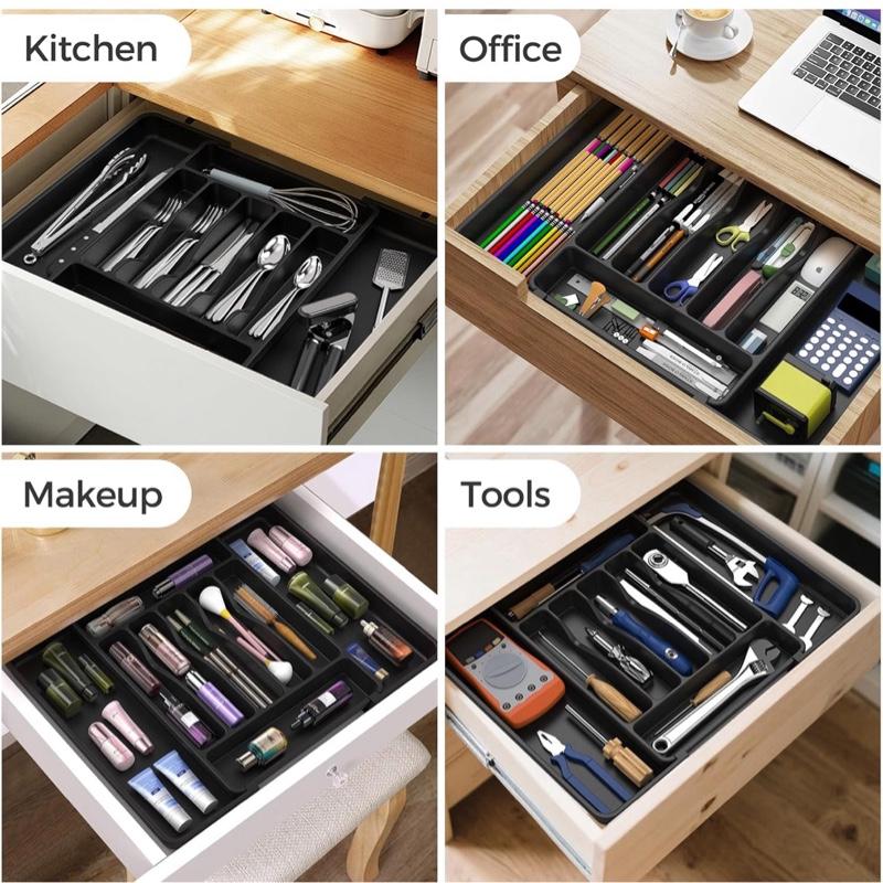 Extra Large Expandable Silverware Organizer Kitchen Utensil Drawer Organizer with Compartments for Utensils and Cutlery
