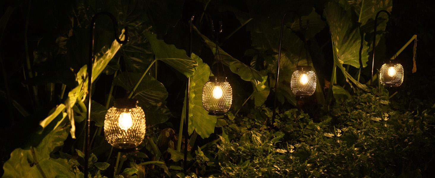 Solar Garden Lights,2/4 packs Solar Hanging Lantern Outdoor Garden with IP65 Waterproof,Waterproof Tree Light for Garden Yard Pathway,Garden Decor