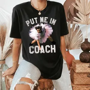 Men's Funny "Put Me in Coach" Jim Carrey Short-Sleeve T-Shirt, 100% Cotton, Soft & Comfortable Casual Fitted Streetwear Summer Top