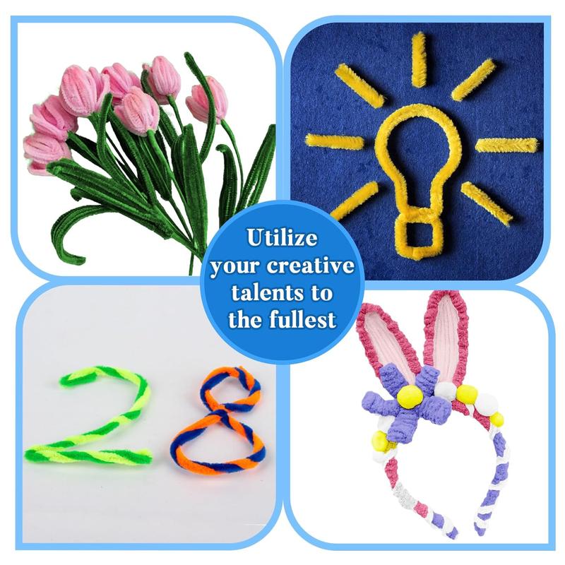 Pipe Cleaners Craft Supplies 200 PCS Chenille Stems Fuzzy Craft Wire Handicrafts Twisting Stick