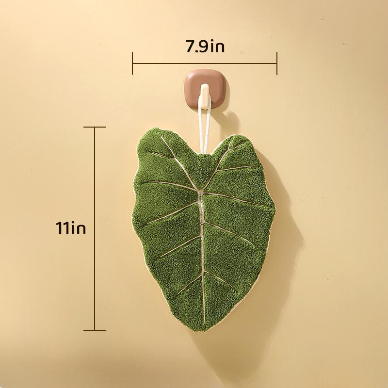 Elephant Ear Plant Shaped Towel,4-Layer Thickened Coral Fleece Hand Towel,Unique Leaf,Extra thick and absorbent | Luxuriously Soft and Absorbent Coral Fleece Hand Towel for Bathroom & Kitchen and Daily use decorative