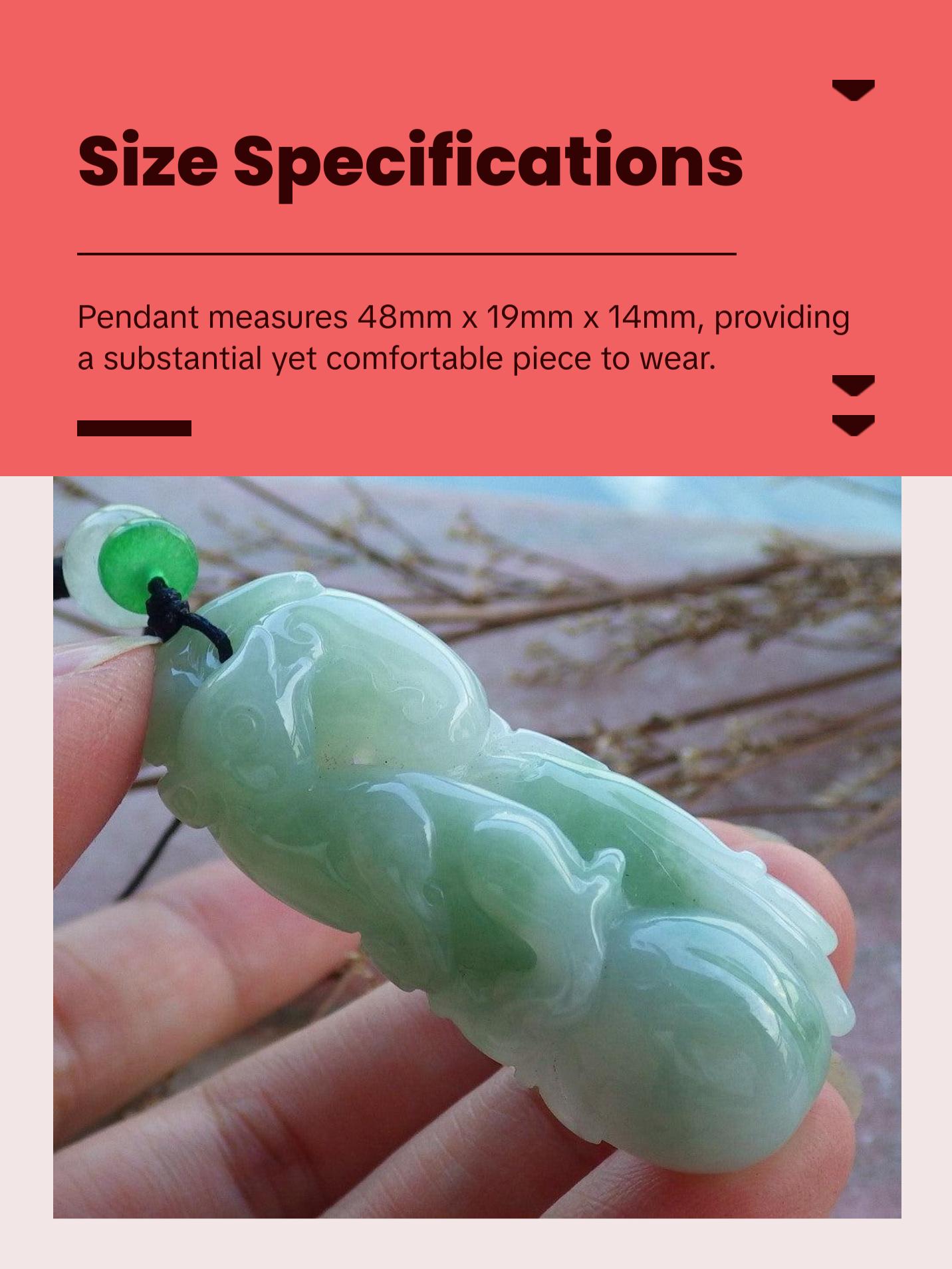 Certified Hand Carved Green Natural Myanmar Burma A Jade jadeite Mouse Rat Ruyi Pendant Necklace