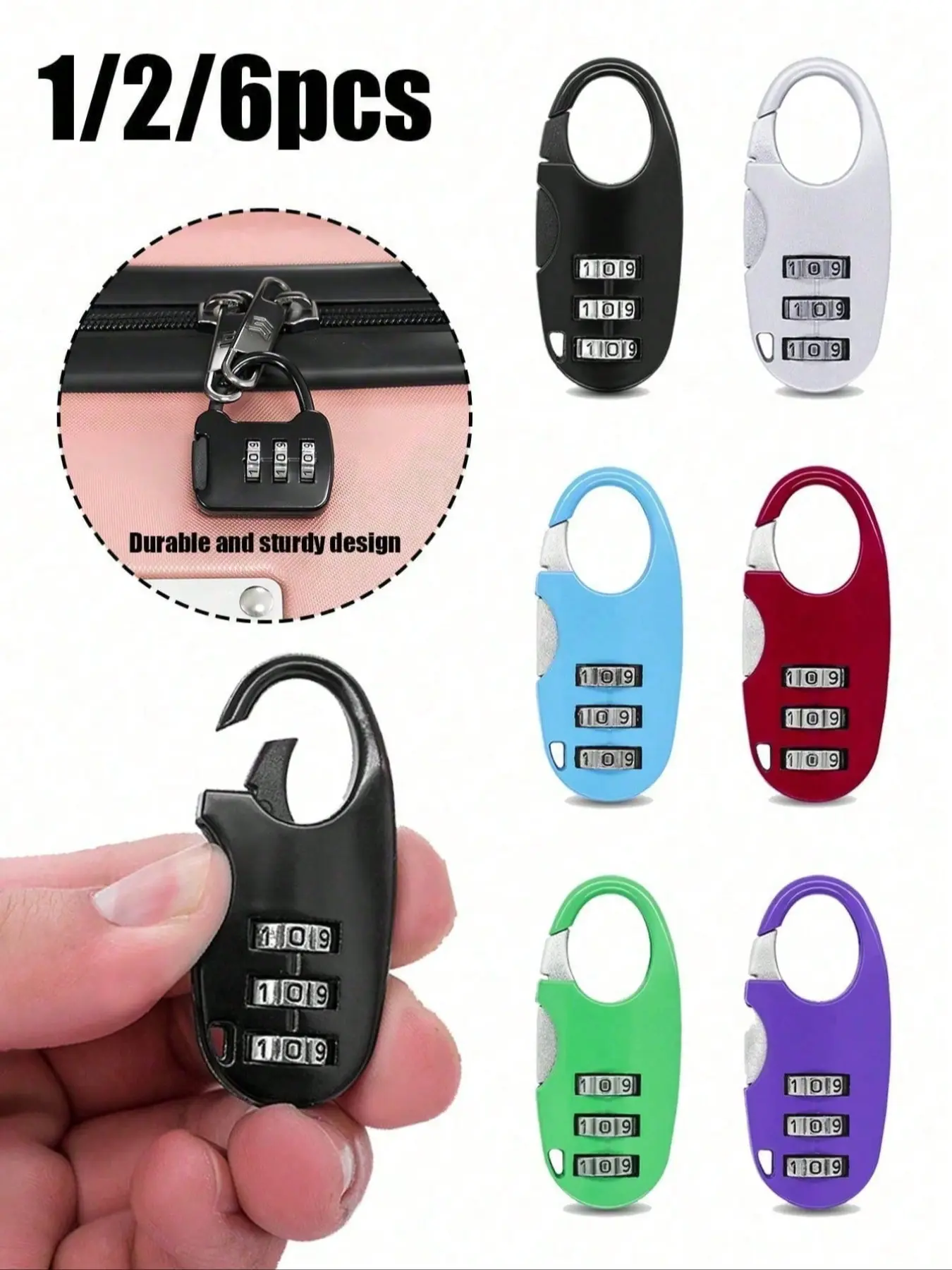 Mini colorful luggage key lock, 3-digit combination anti-theft lock, Sturdy Lock, portable travel luggage lock, suitable for suitcases, backpacks, gym bags, and lockers, made of durable metal, ideal choice for travelers, commuters, and outdoor enthusiasts