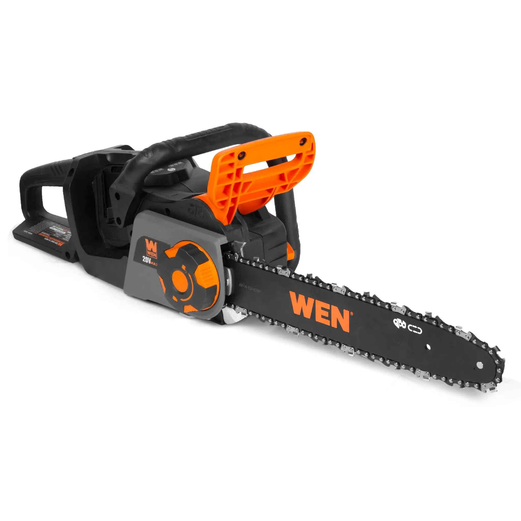 WEN 20754BT Battery Powered Chainsaw, 20V Max 14-Inch Cordless Brushless Model with Kickback Brake (Tool Only – Batteries Not Included), Quick Operation, Yard Work, Auto-Oiling System