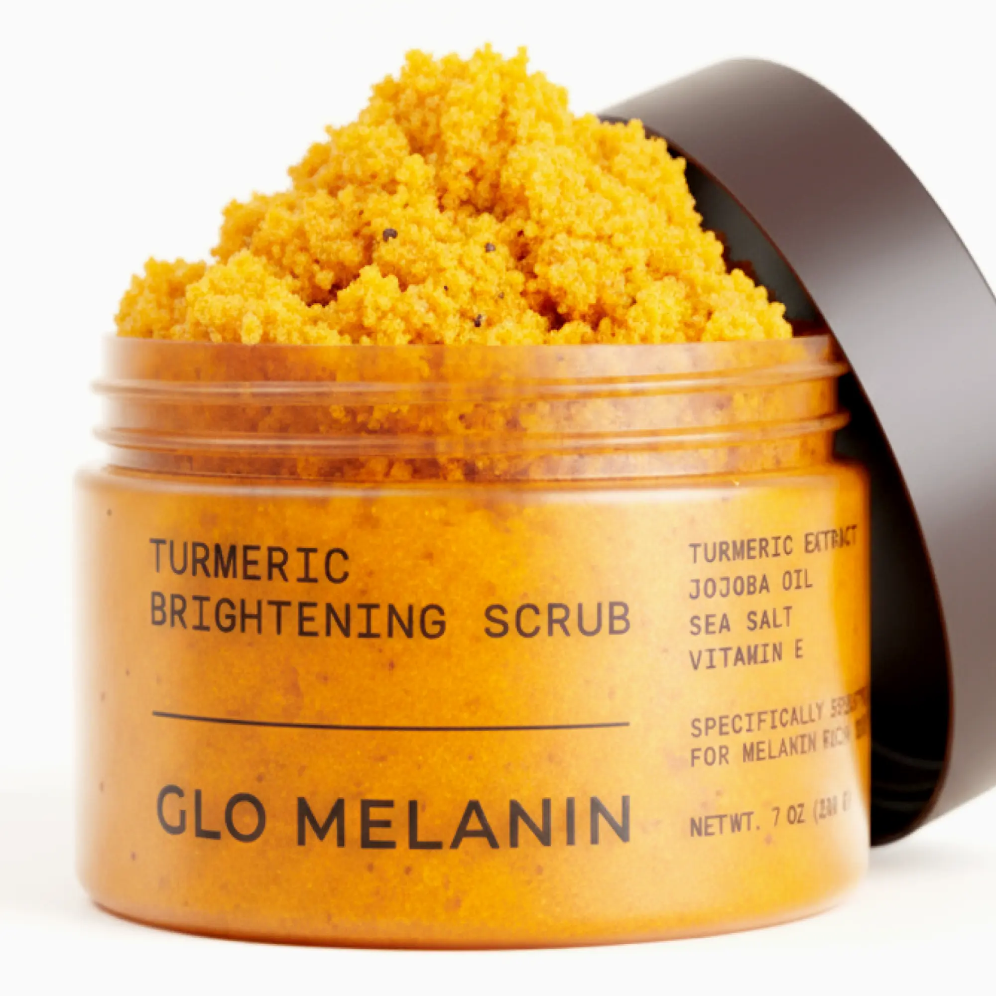 Glo Melanin Turmeric Brightening Scrub for Hyperpigmentation and Exfoliation, w/ Sea Salt & Vitamin E, 200ml