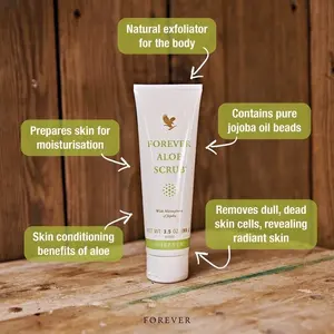 Forever Aloe Vera Scrub - Natural Exfoliator with Pure Jojoba Oil Beads for Radiant Skin Care