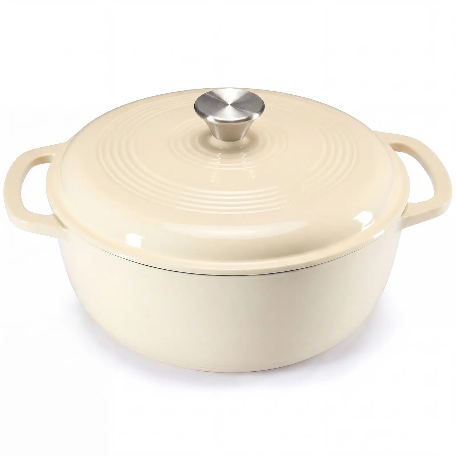 DUMOS 6 Qt Enameled Cast Iron Dutch Oven with Lid - PTFE-Free Nonstick Bakeware, Smooth Surface, Even Heat Retention, Oven Safe to 500°F, Induction Compatible, Ideal for Braising & Bread Baking