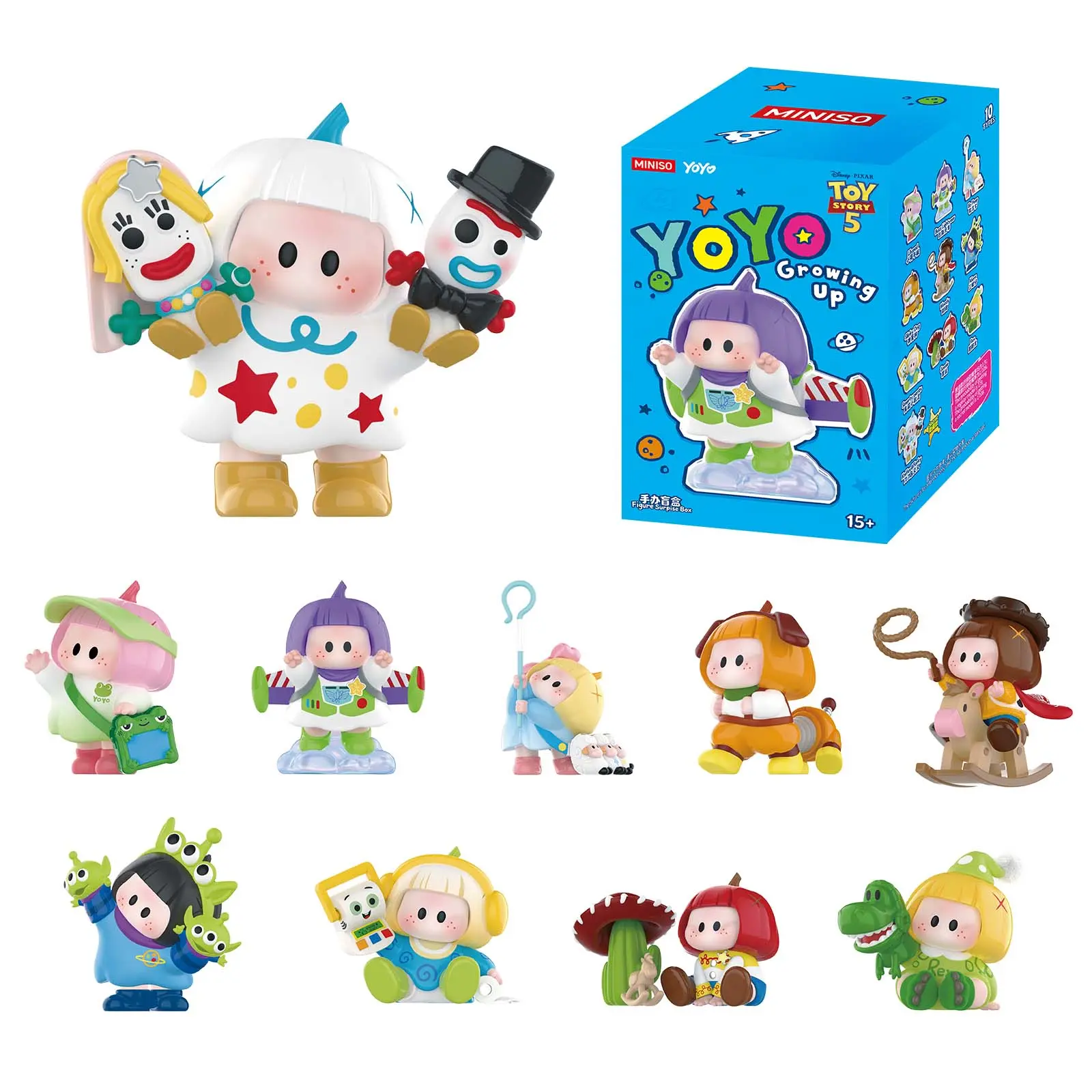 MINISO YOYO x Toy Story 5 "Growing Up With You" Plastic Blind Box - Blindbags, Collectible Blind Pack, Random Pack, Cute Figurines/Ornaments for Toy Unboxing (Buzz, Woody, Alien, Bo Peep, Slinky Dog, Rex, Lotso) - Ideal Birthday Gift for Fans, Blindbags S