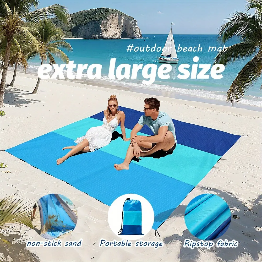 Color Block Oversized Large Size Beach Towel - Waterproof Quick-Dry Towel (140*200cm/200*210cm) for Beach, Outdoor, Pool & Vacation Portable Storage
