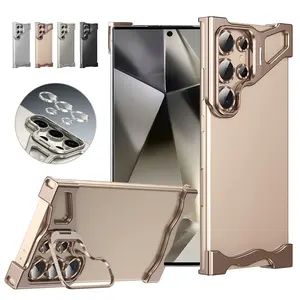 Borderless Case, Aluminum Metal Frameless Design Cover For Samsung Galaxy S25 Ultra S24 S23 S22 Ultra, Slim Thin & Lightweight with Camera Lens Protector, Shockproof Bumper Case for Women Men