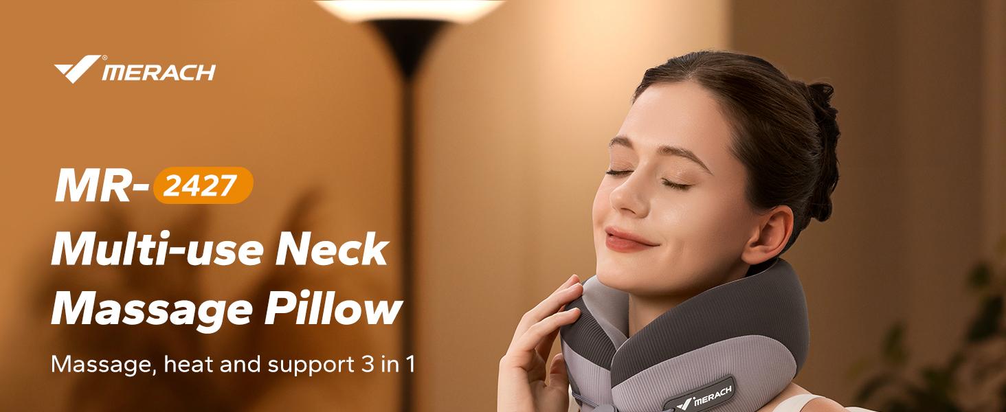 Merach Neck Massage Pillow with Heat - Ergonomic Travel Neck Cushion Vibration Massager for Deep Relaxation and Comfort Grey Summervibes Merach Neck Massage Pillow with Heat - Ergonomic Travel Neck Cushion Vibration Massager for Deep Relaxation and Comfort Grey Summervibes