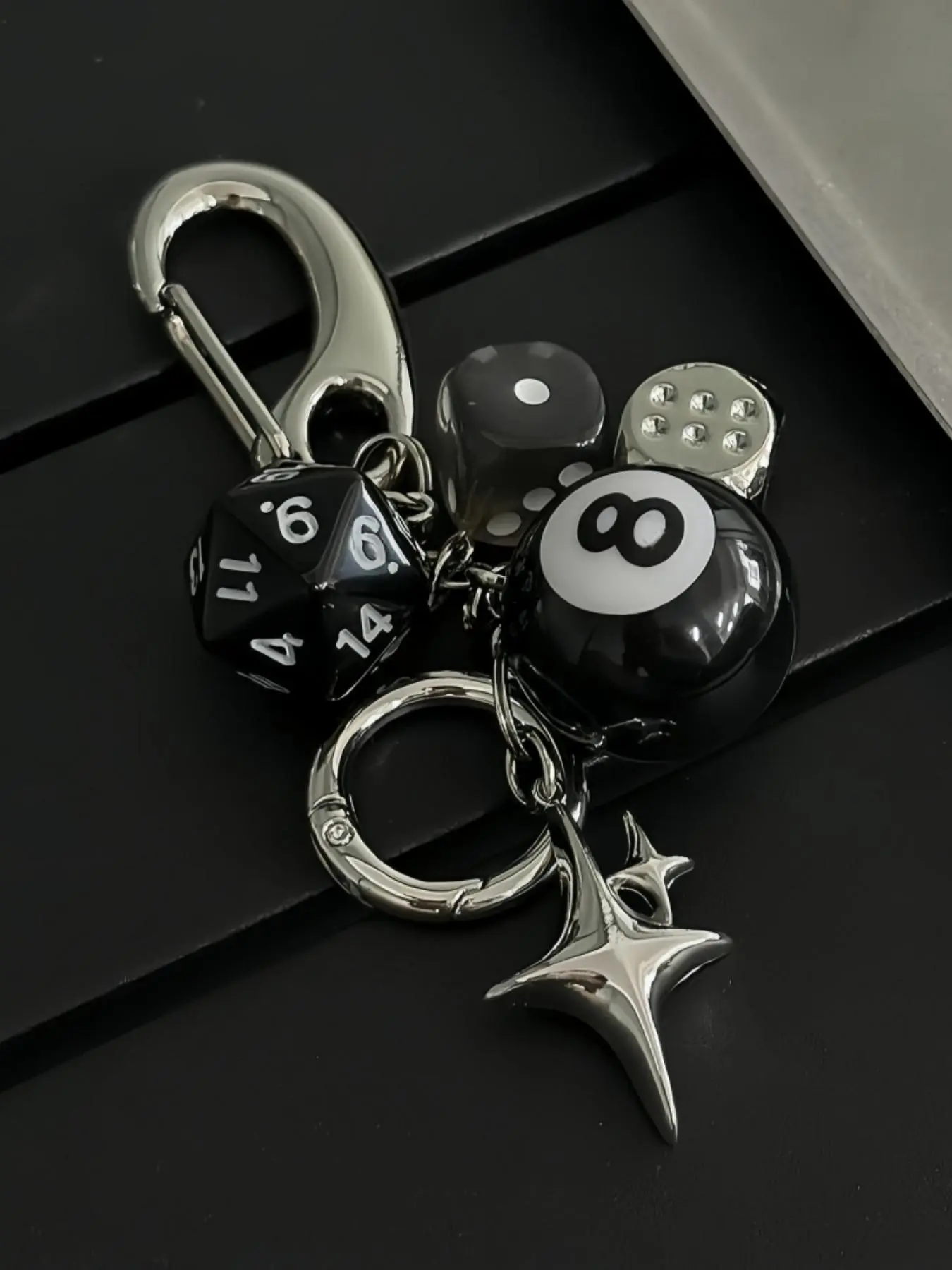 Star & Dice & Billiard Ball Design Keychain, Fashionable Keychain for Car Keys for Women & Men, Trendy All-match Keychain for Birthday Gift, Aesthetic Keychain, Cool Keychains, Charismatic Keychain, Key Rings