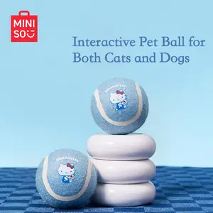 MINISO HK Plush Pet Ball – Blue Dog Toy Chew Ball & Interactive Play Ball with Bell, Cute Pet Supplies for Small Medium Dogs & Cats, Chew-Proof Catnip-Free Pet Accessory