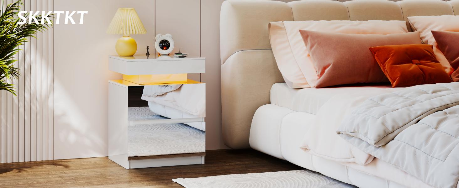 Miuvanity Nightstand Gun Drawer with USB & Type-C Port Automatic Sensor LED Light Modern Design for Office & Bedroom Storage Includes Charging Station Stylish Bedside Table Miuvanity Nightstand Gun Drawer with USB & Type-C Port Automatic Sensor LED Light Modern Design for Office & Bedroom Storage Includes Charging Station Stylish Bedside Table