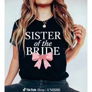 Women’s Lightweight Cotton Tee in Black with Bridesmaid Bow – Wedding Ready