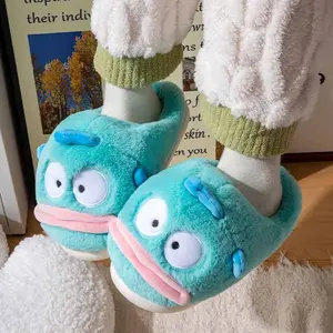 Cartoon Hangyodon Series Anime Character Cotton Slipper Winter Indoor Anti Slip Warm Slippers Fun Household Goods Practical Gift