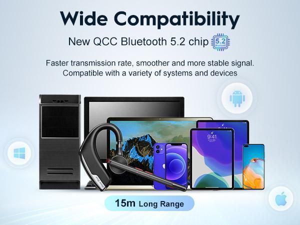 M51 Bee Bluetooth Headset V5.2 with Dual Microphones, 80 Hours Playback Time, 500mAh Charging Box, Suitable for Office and Driving, Truck Drivers