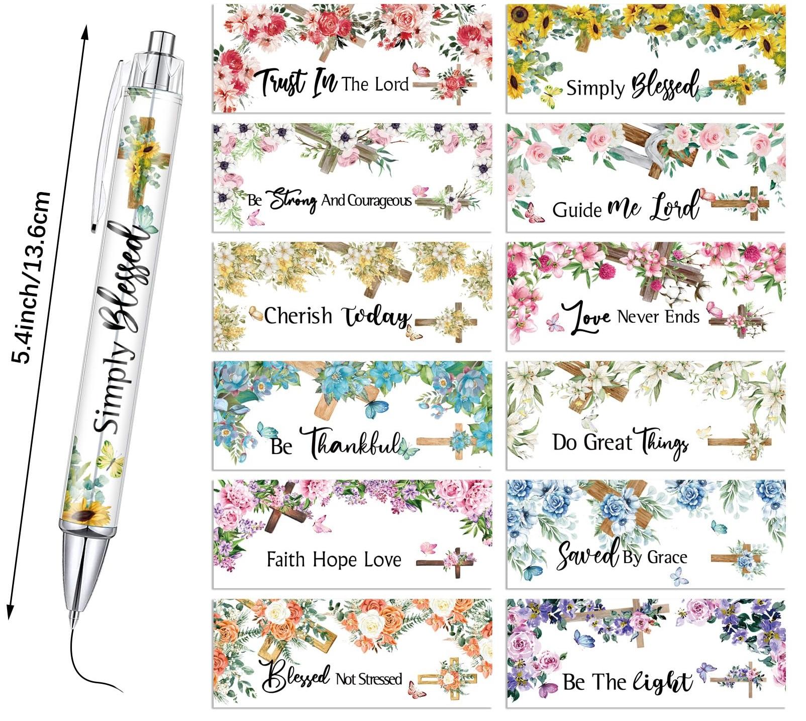 Christian Gifts with 12 Christian Pens and 12 Pocket Notebooks Bible Study Supplies with Motivational Quote Inspirational Pens Religious Gift for Church Women Teacher for Sunday Preyer Study Group, Easter Faith Gift for Christian Women Girls