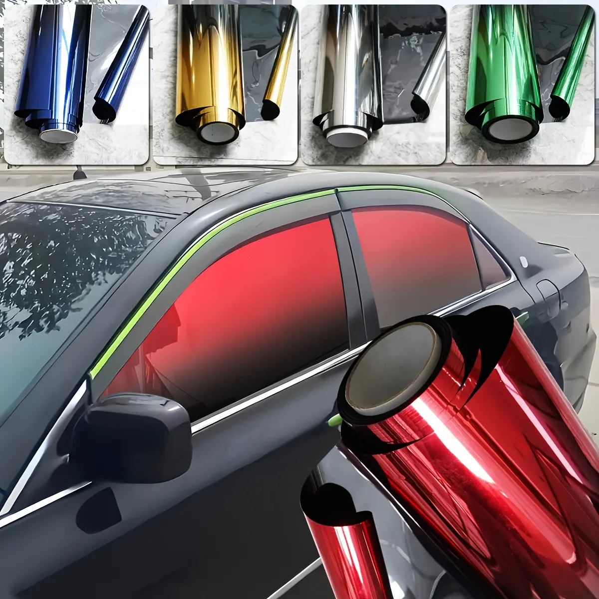 2-Tone Gradient Removable Window Tint Roll - Peel and Stick Solar Protection Film, Thermal Insulation, Explosion-Proof, UV Heat Block Sun Shade, PET DIY Sticker Kit for Cars, RVs, SUVs, Home Windows