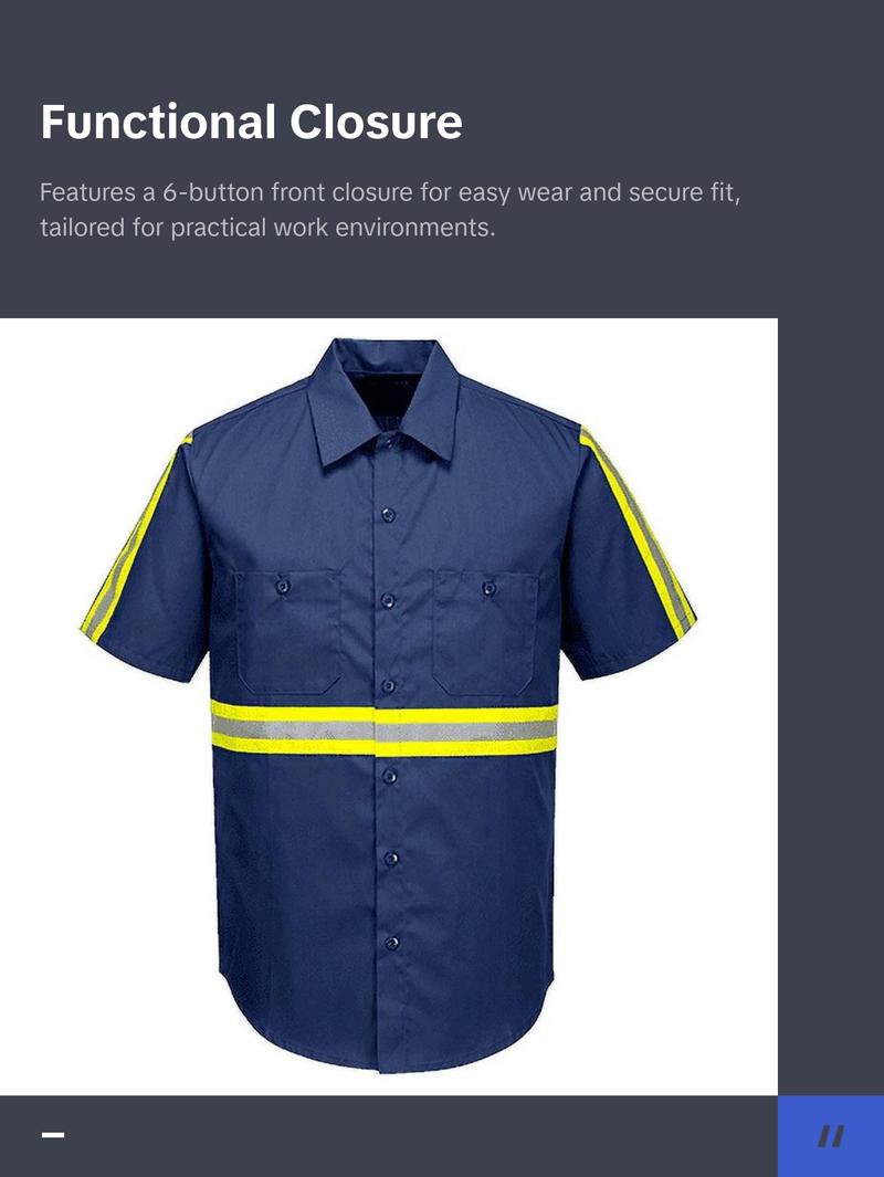 F124 Mens Reflective Iona Xtra Short Sleeve Work Shirt Navy, 4X-Large