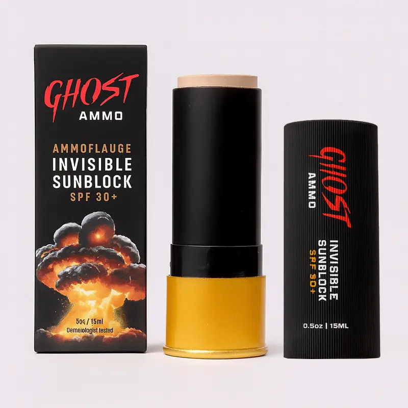GHOSTAMMO Ammoflage Invisible Sunblock Stick SPF 30+ Broad Spectrum Water-Resistant All-Natural Physical Sunscreen 0.5 oz