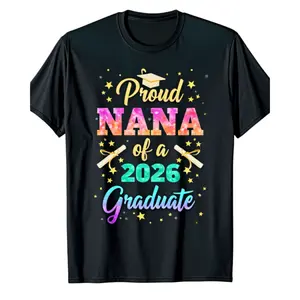 [Graduation Gift] Proud Nana of a 2026 Graduate Black T-Shirt - Colorful Graduation Cap & Diploma Design, Regular Fit, All-Season Comfort, Durable Casual Wear, Ideal Graduation & Holiday Gift