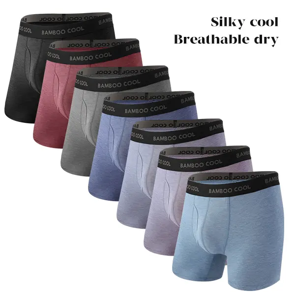 BAMBOO COOL Men's 4A 7A S M L Bamboo Viscose Boxer Briefs, Soft Breathable 4 Pack Underwear, Moisture-Wicking and Tagless, Gift for Boyfriend, 7B, 4B,clothes for back to school,first day of school outfits