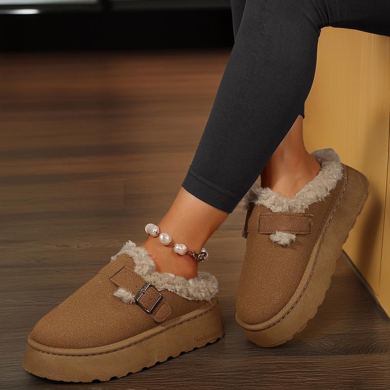 Women's Platform Slippers Adjustable Buckle And Non-Slip For Outdoor Comfort For Winter Wear