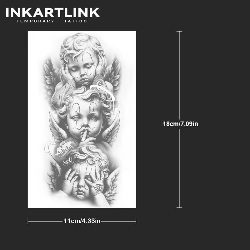 INKARTLINK Angel Herbal Juice Tattoo Sticker Magic Tattoo 15 Days Semi Permanent Realistic Fake Lasts 1-2 Weeks Temporary Design