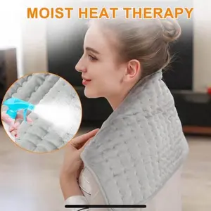 Deepsoon Heating Pad,Electric Heating Pads for Back,Neck,Abdomen,Moist Heating Pad for Shoulder,Knee,Arms,Legs,Dry/Moist Heat & Auto Shut Off,Christmas Gifts for Men and Women,Light Gray,24x12 Inch